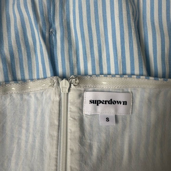 Revolve Superdown Strapless Dress in Blue and White Stripe - Picture 5 of 5